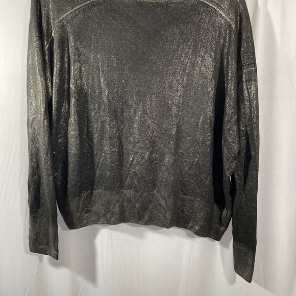 NEW Zara Knit [ Small ]‎ V Neck Metallic Long Sleeve Top Sweater Black/Gold - Picture 13 of 14